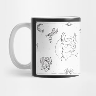 Flash Sheet Wiccan Sphinx Magic inspired traditional tattoo pen and ink Mug